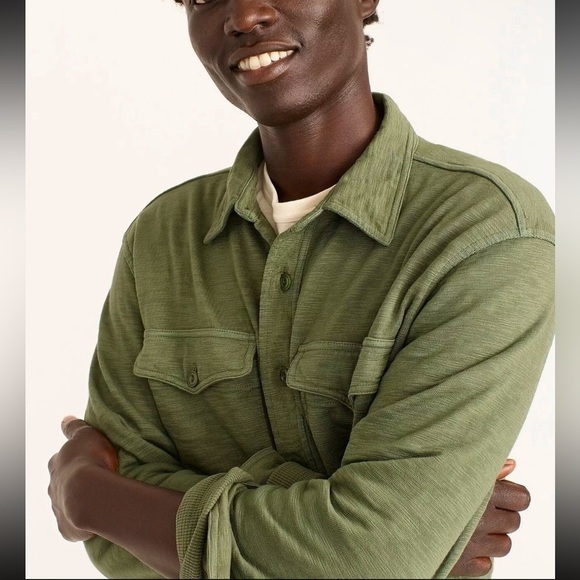 J.Crew Green Waffle-lined garment-dyed Harbor Shirt Large - Picture 3 of 8